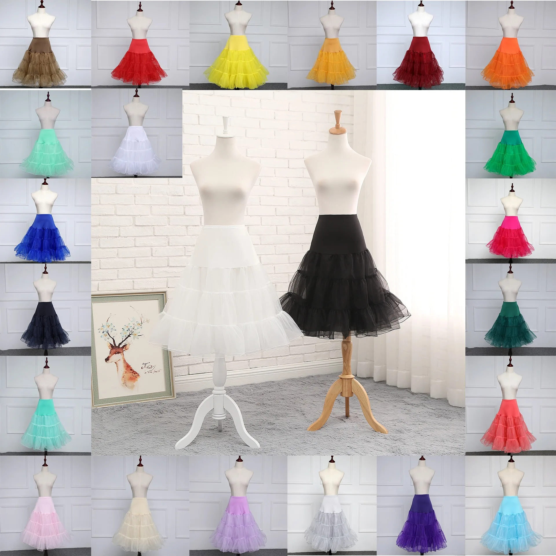 2023 Gratis Korte Organza Halloween Petticoat Crinoline Vintage Bruiloft Bruids Petticoat Voor Rockabilly Tutu Onder De Rok