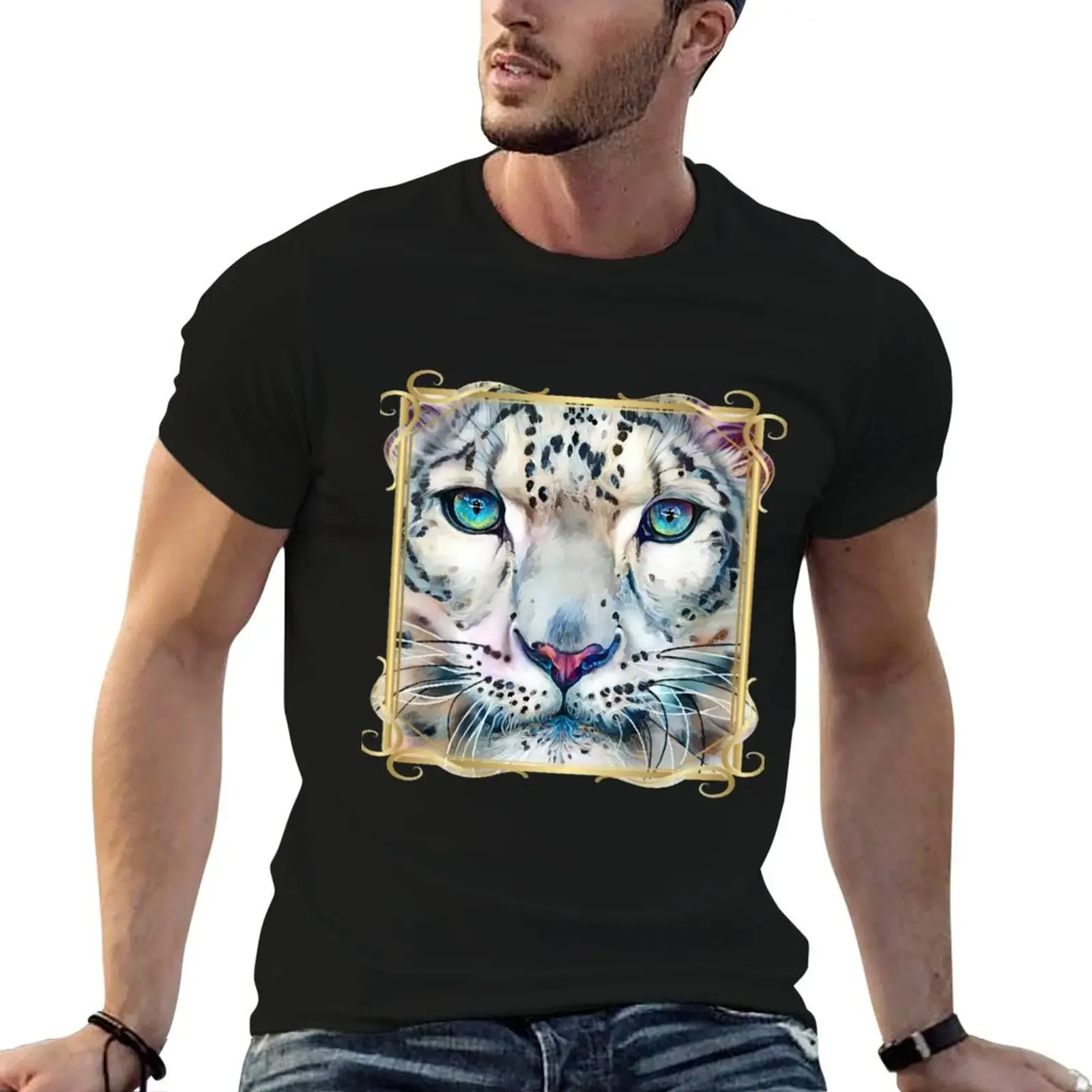 Snow Leopard Lightweight Hoodie tops graphic shirts cheap stuff heavy weight t shirts for men customizeds plus size men clothing