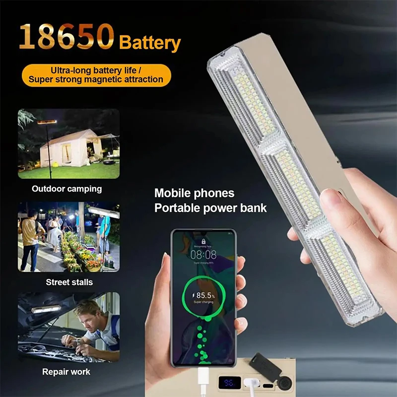 22/32/42cm Portable Camping Lamp Rechargeable Night Market Light High Brightness LED Magnetic Lamp Tube Outdoor Camping Lighting