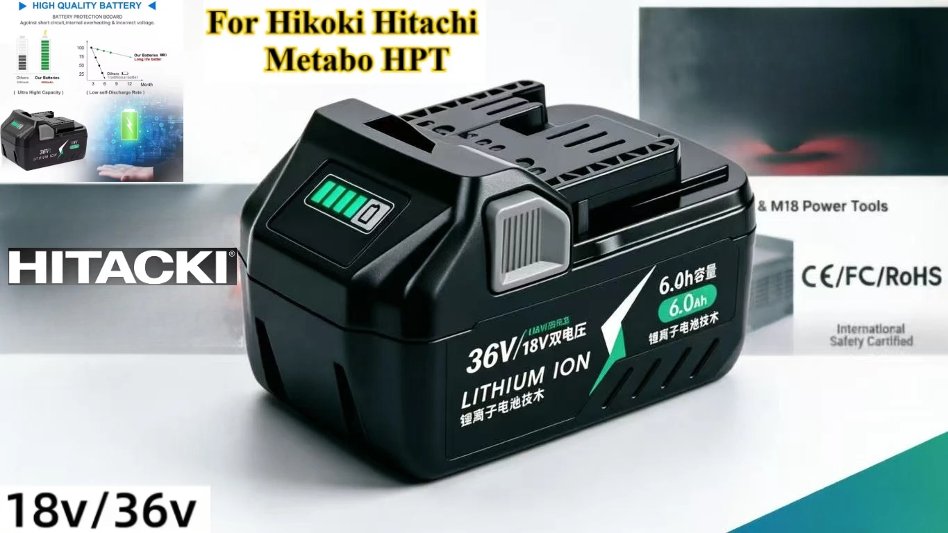 

For HiKOKI Hitachi 18V Battery for Drill Impact Driver Wrench Grinder Circular Saw Jigsaw Recip Saw and Electric Tools