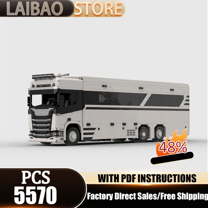 

Модель грузовика MOC, строительные блоки, модель автодома 6x6, белые технологические кирпичи, рождественский конструктор, игрушки для сборки, подарки для строительства