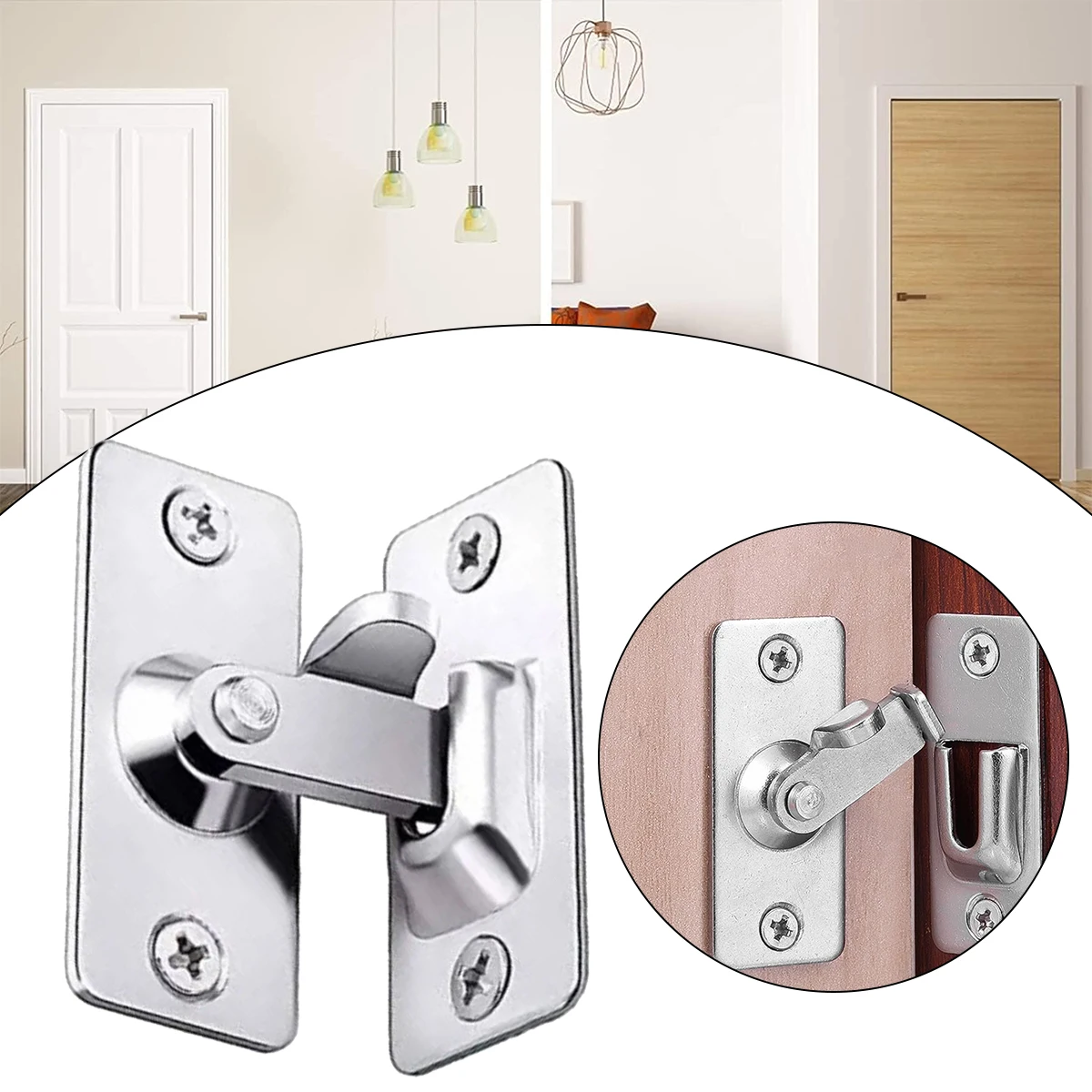 

1PC Hasp Latch Lock 90 Degree Stainless Steel Buckle 44x19mm Right Angle Hook Lock Bolts For Sliding Security Home Door Hardware