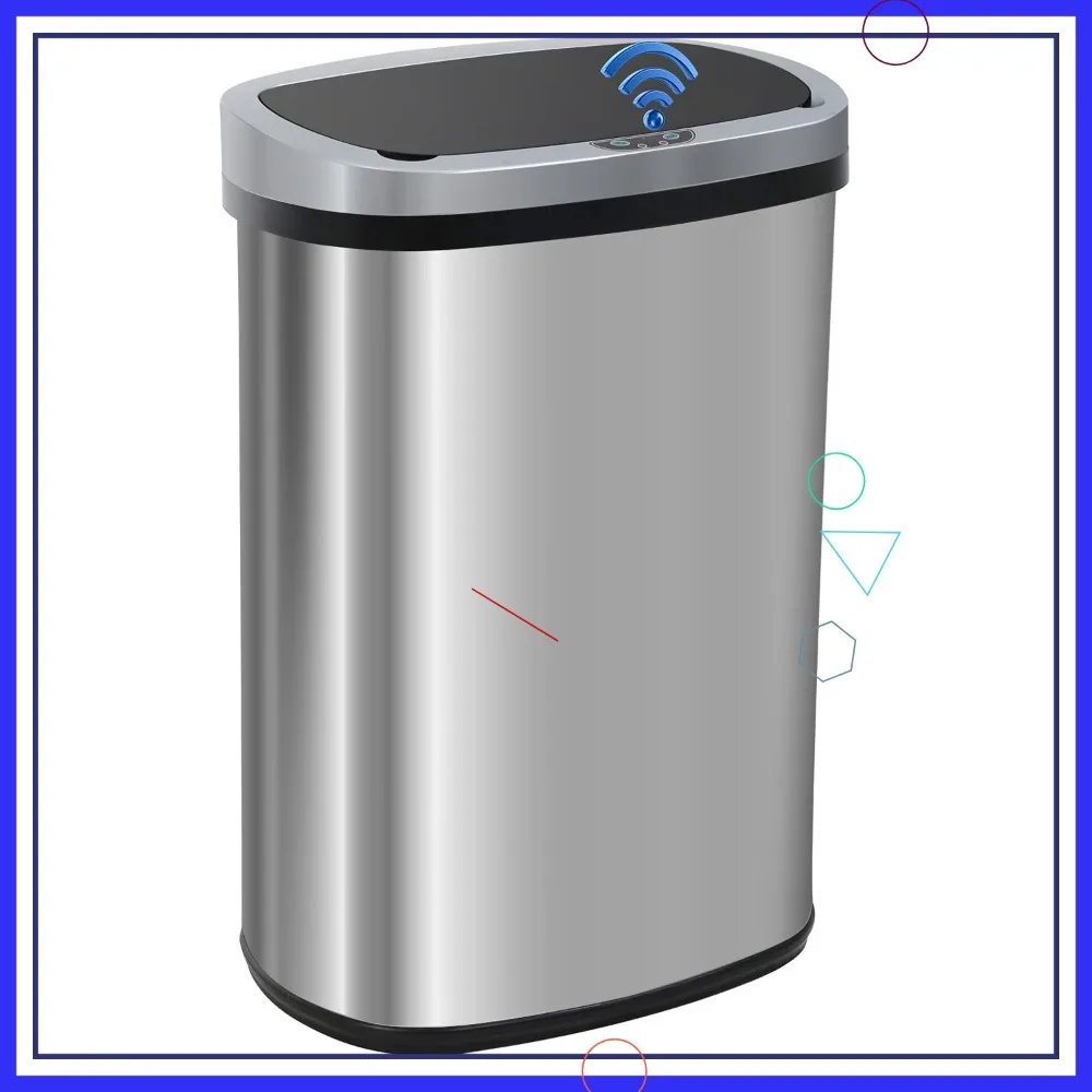 

Automatic Touch-Free 13 Gallon Kitchen Trash Can with Lid, Stainless Steel Waste Bin for Home Office