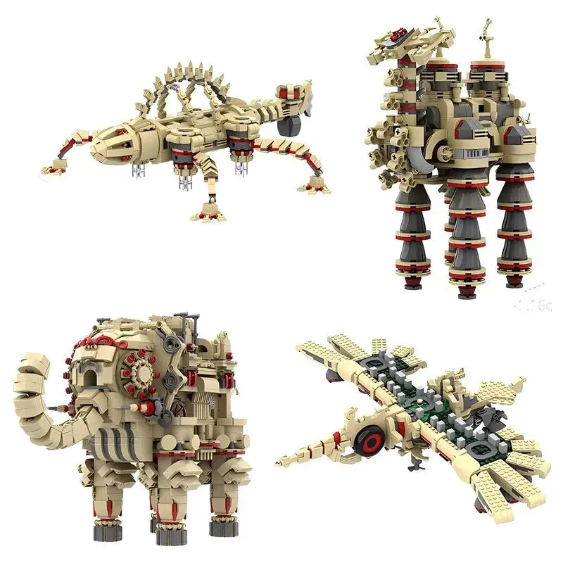 

MOC small particle building block game around the collection of creative models of four beasts puzzle male mosaic building block