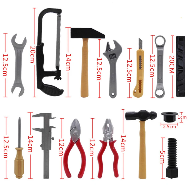 14 pz/lotto Simulazione di Riparazione Trapano Strumenti Set Per Bambini Giochi Di Imitazione Ragazzo Sicuro Strumento di Manutenzione In Plastica Cacciavite Giocattolo Per Bambini TMZ