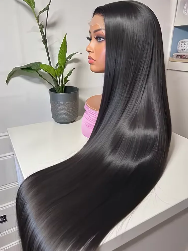 

Плотность 300%, 40 46 дюймов, прямые парики с костями, 13x6 HD, кружевные фронтальные парики из натуральных волос, бразильские 13x4, предварительно сорванные для женщин