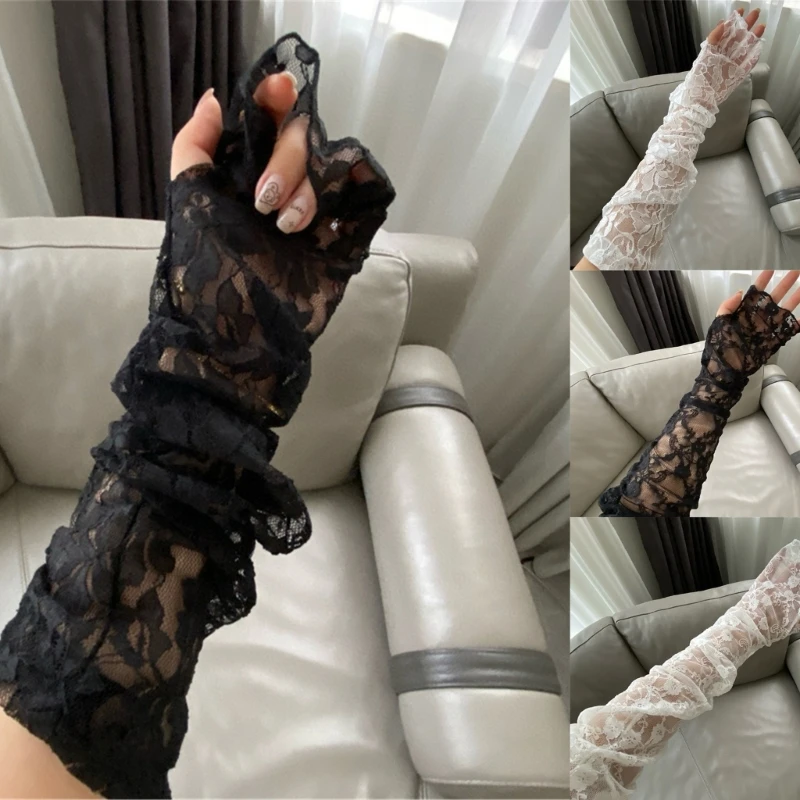 Bridal Arm Sleeves White Lace for Wedding Party for Dancing Speech Bride Long Arm Sleeves for Bride Shower DropShipping