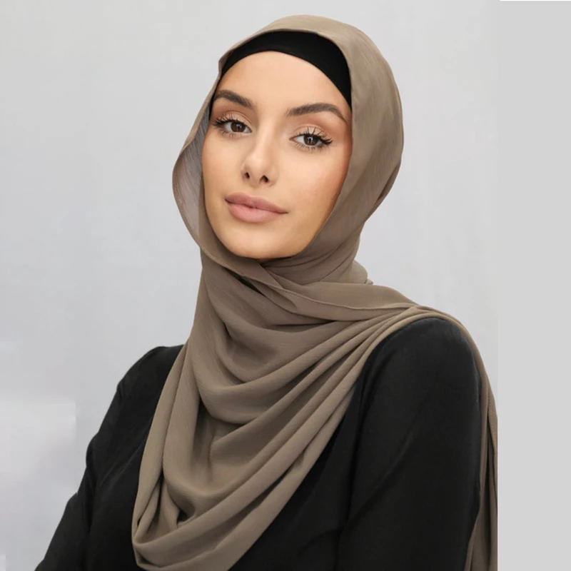 Islamic Abaya Chiffon Hijab Jersey solid Hijabs For Woman Abayas Head Scarf Muslim Dress Women Turbans Instant Arabic Turban