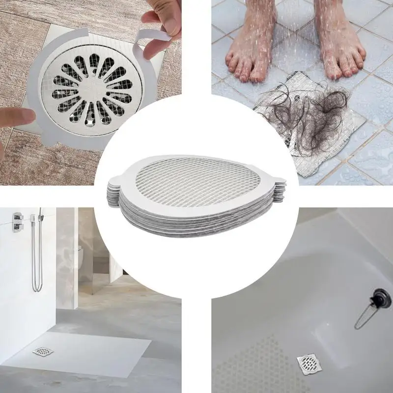 Drain Sticker Drain Stickers Filter Mesh Adhesive 10 Pieces Hair Catcher Drain Cover Bathroom Filter Sticker Hair Trapper For