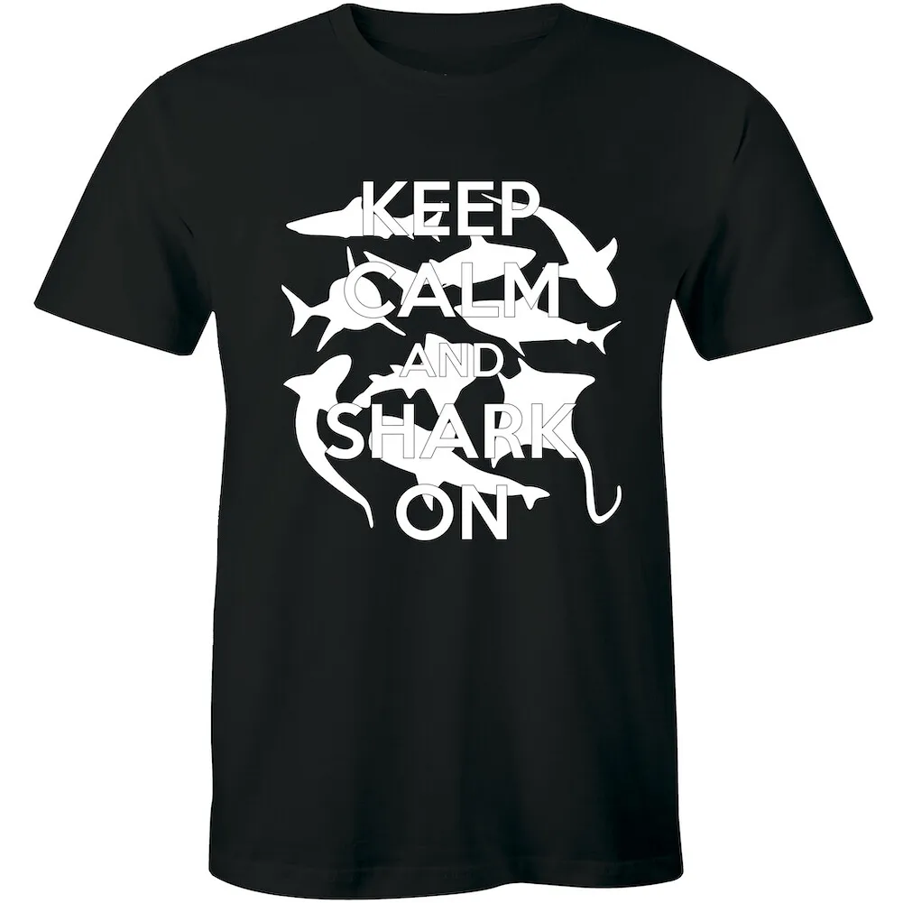 Camiseta Keep Calm and Shark On, camiseta divertida con meme de peces acuáticos para hombre
