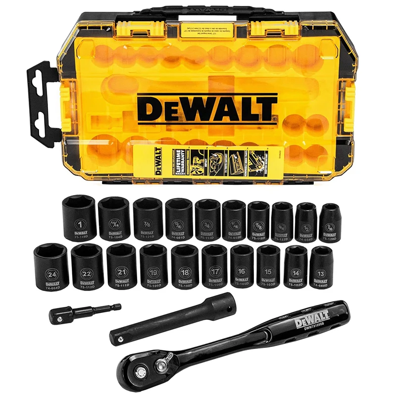 Imagem -05 - Dewalt Tool Acessórios Conjuntos de Manga Chave de Catraca Vela de Faísca Adaptador de Manutenção Mecânica Cromo Vanádio Combinação de Aço