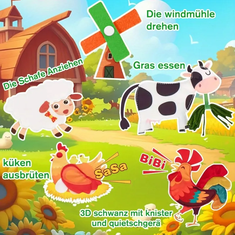 First Farm Book Vibrant Farm Themed Busy Board for Youngsters Includes Animals Tools Weather and More Perfect for Early Learning