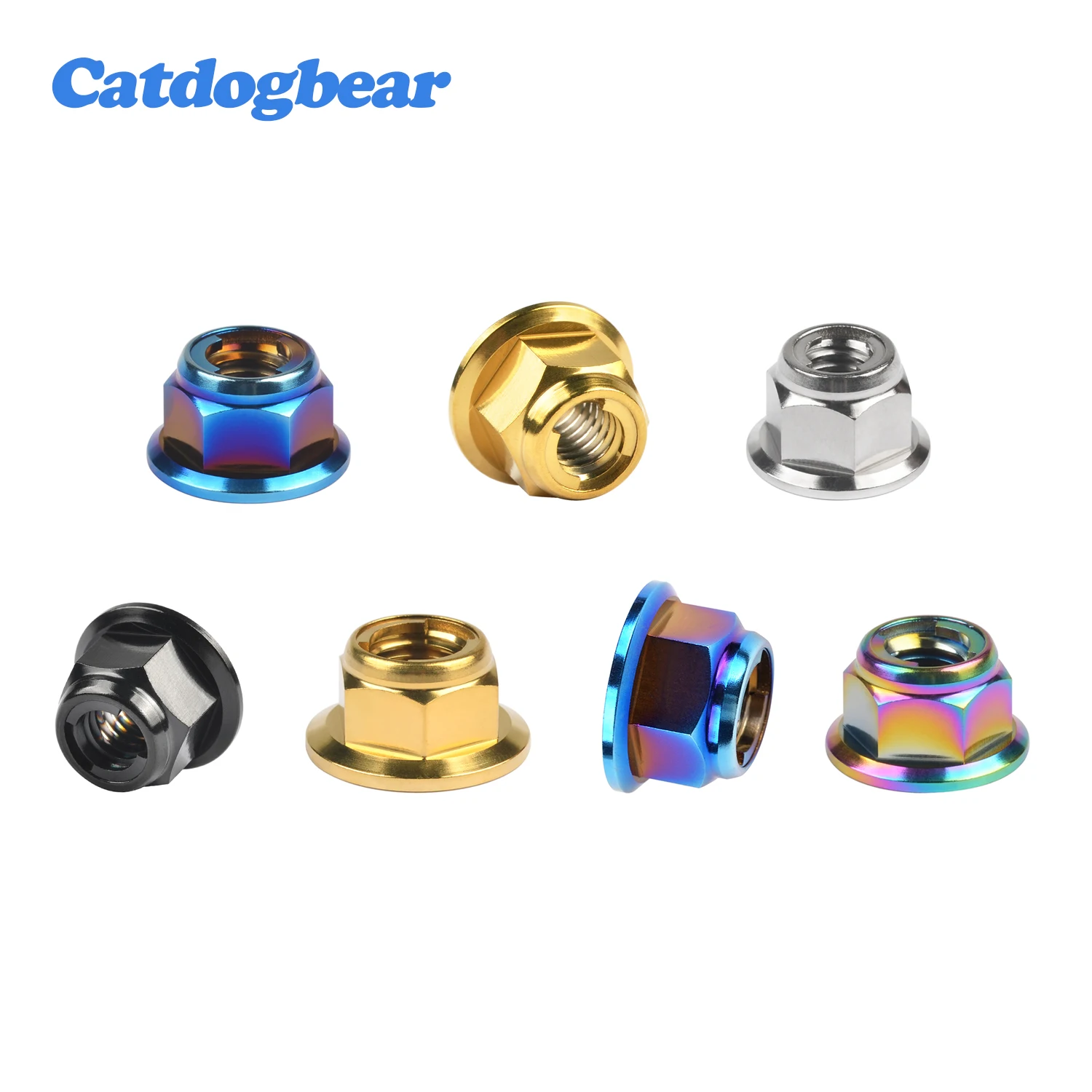 

Catdogbear 4PCS M6 M8 M10 M12 Titanium Flange Metal Lock Nuts for Bicycle Motorcycle Car Fastener