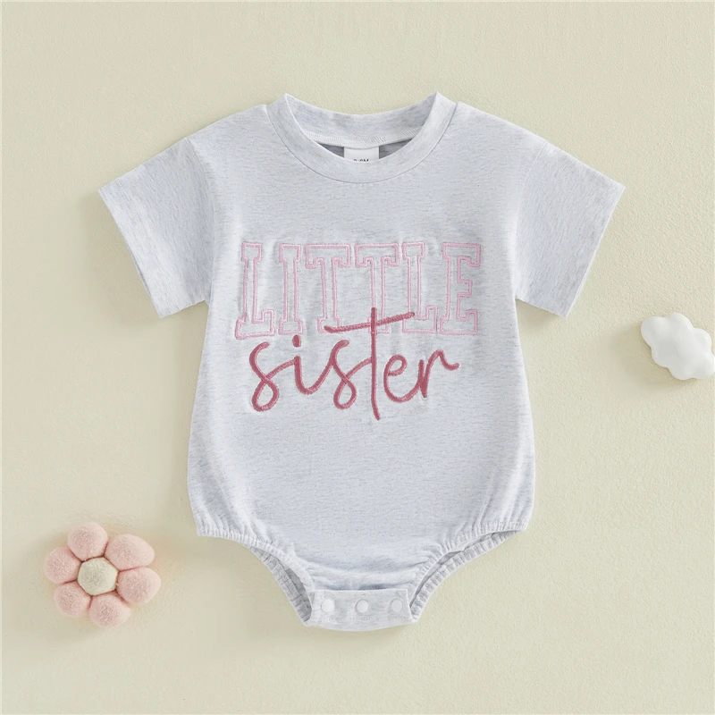 

Летний свободный комбинезон для девочек с короткими рукавами, круглым вырезом и вышивкой в виде букв