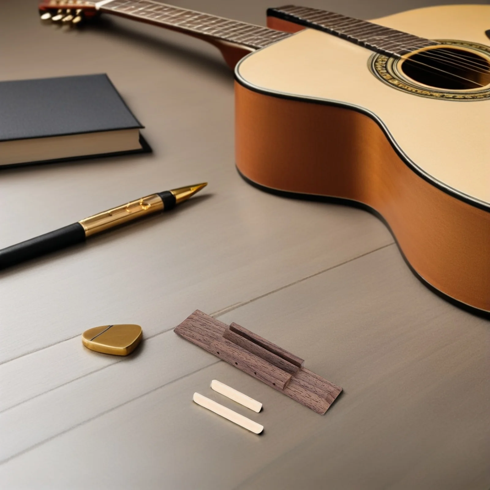 

1Set Ukulele Bridge Smooth Adjustable Wood Premium Replacement -String Ukulele Saddle Nut Bridge Musical Instrument