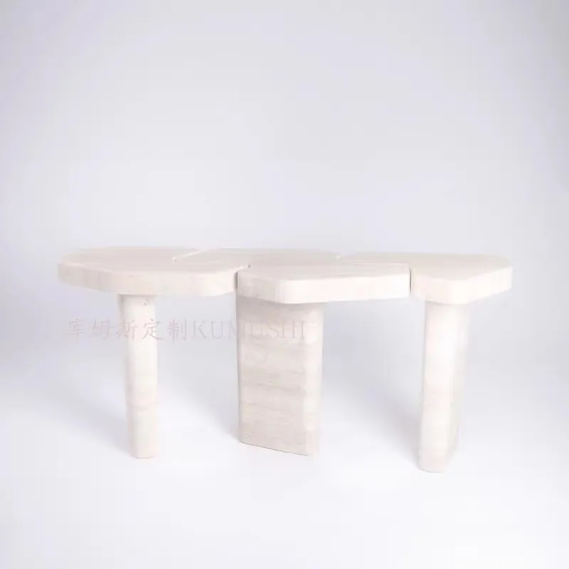 Ivory white travertine entrance platform aisle travertine entrance table