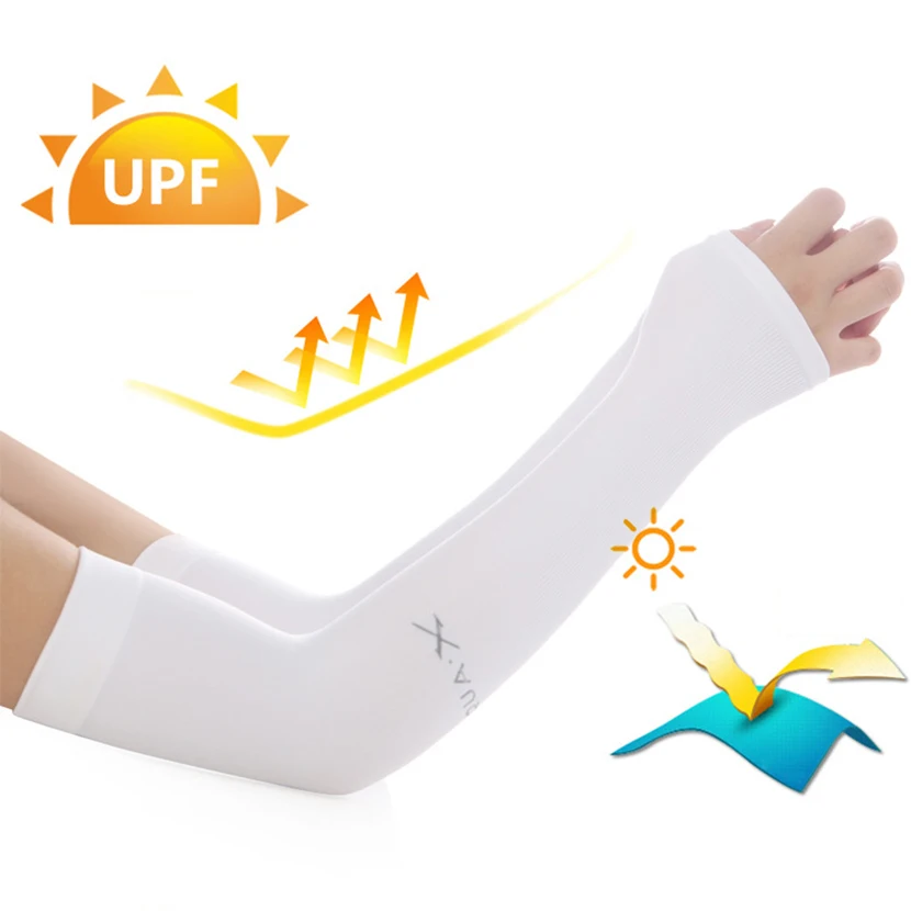 

Unisex Compression Cooling UV Protection Sun Sleeves Long Arm Cover Silk Anti-Slip Sun Mitts,Outdoor Riding, Summer