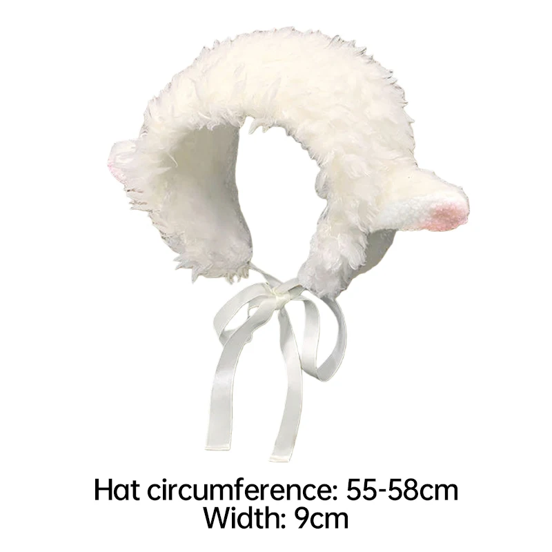 Orejeras japonesas con orejas de cachorro para mujer, gorro de felpa de otoño e invierno, diadema esponjosa, correas cálidas con astas, gorros con protección para los oídos