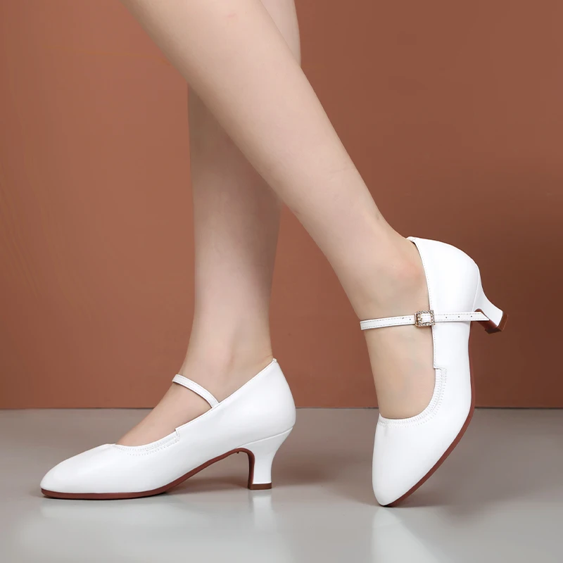 

Modern Dance Shoes Women's Professional Ballroom Dance Practice Shoes with 5.5cm White Ballroom Dance Waltz Tango Shoes