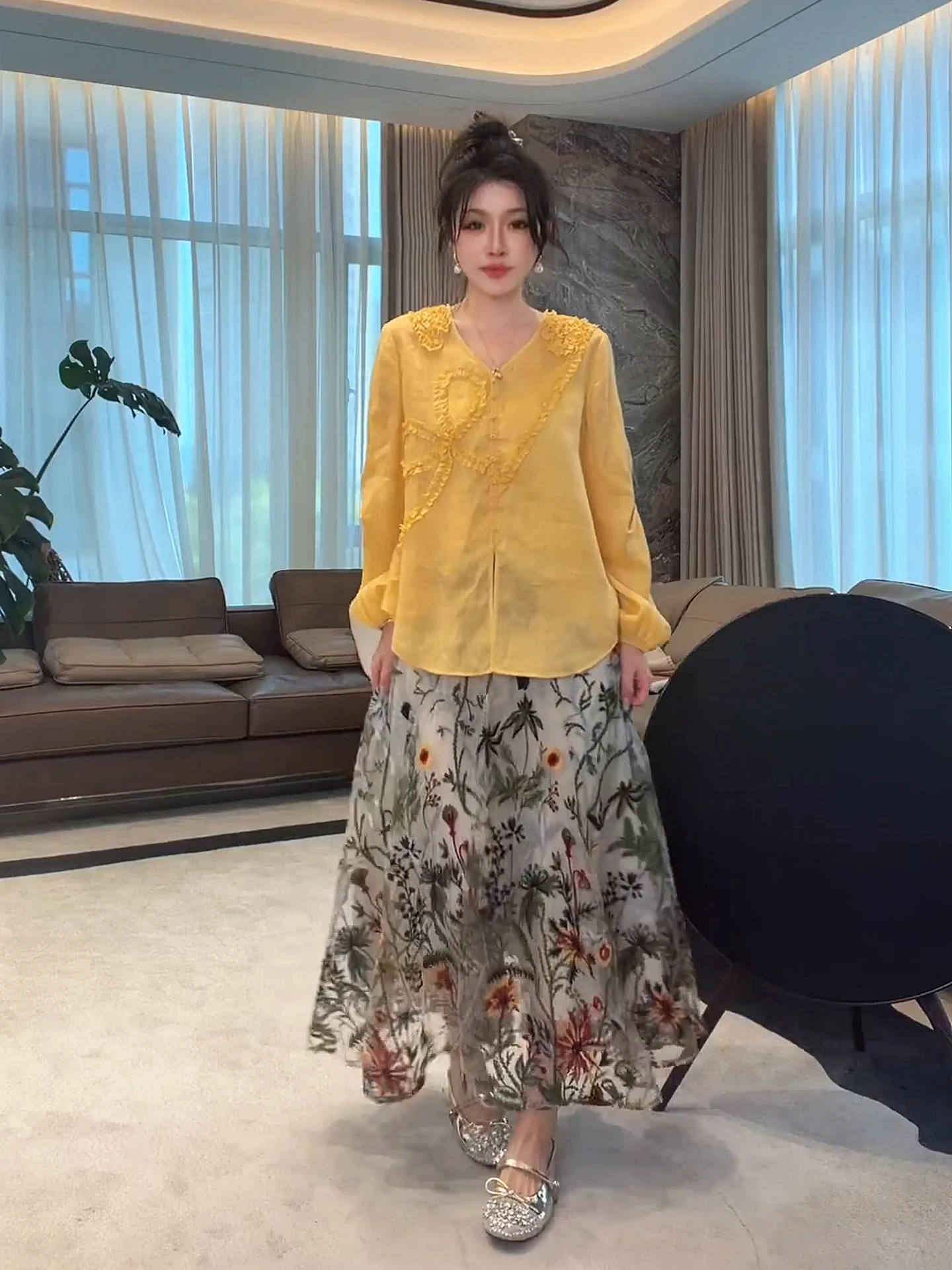 

Женская рубашка Lao Yang's Personal ME Giverny Rose Early Spring из 100% льна с защитой от солнца, приталенная, повседневная, с длинным рукавом