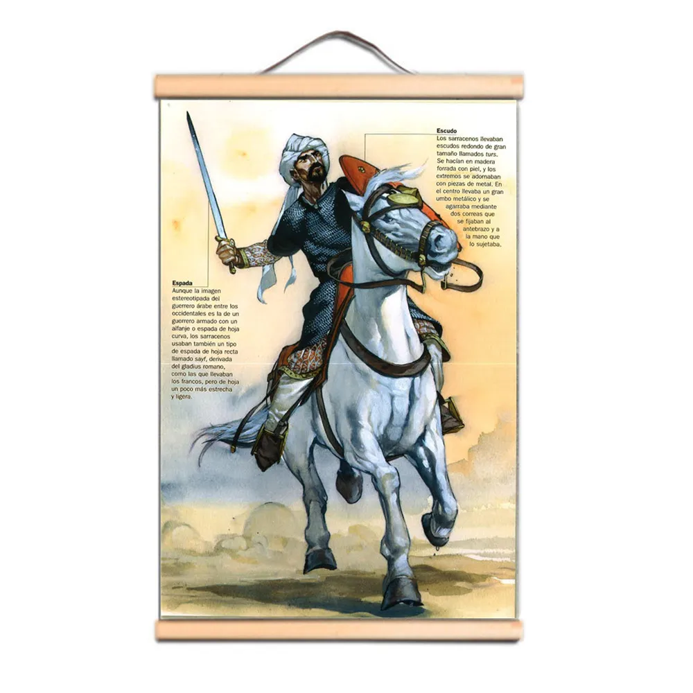 Knights Templar Armor Warrior Scroll Print Poster Landscape Wall Art Pictures Living Room Vintage Painting Farmhouse Home Decor