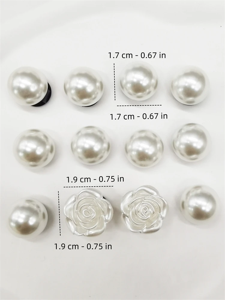 12PCS Schuh Charms Zubehör DIY Clogs Schnalle Elegante Imitation Perlen Blumen Dekoration Fit Frauen Strand Tasche Sandalen Party geschenk – Detail 3