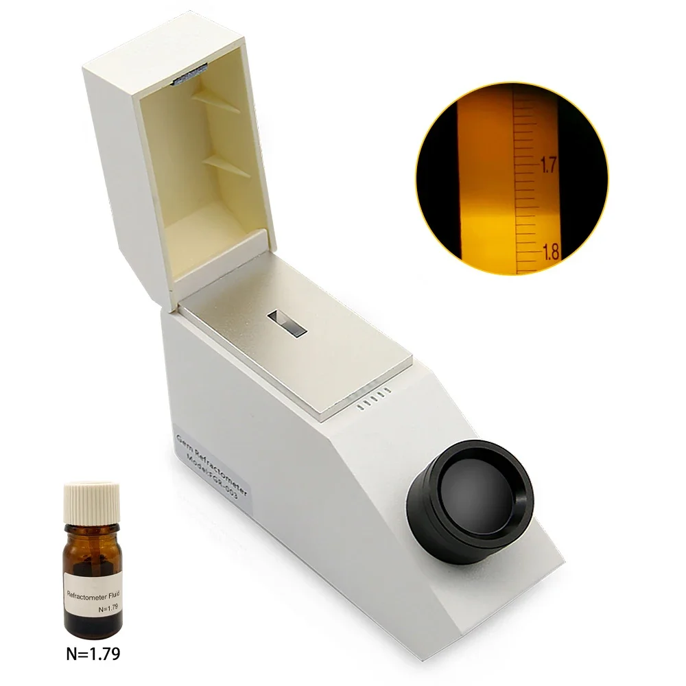 Hot Sale Gemology Gemelogical Gemstone Gem Refractometer With Built In Light + Refractometer Index Oil 1.35-1.85 RI Range