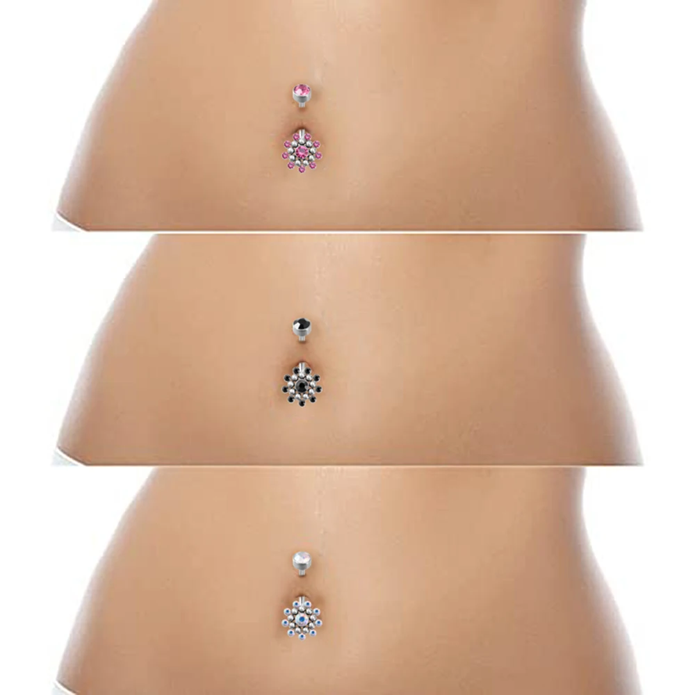 1Pc Crystal Bling Sunflower Belly Rings Titanium Belly Navel Piercing Sexy Belly Button Ring Fashion Women\'s Body Jewelry