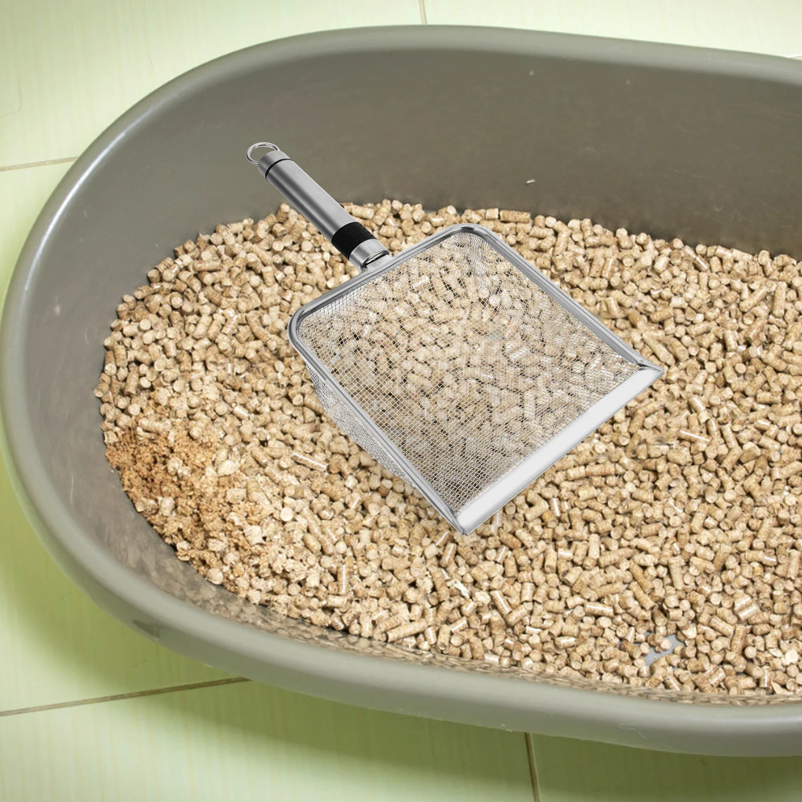 

Heavy Duty Cat Litter Scoop Stainless Steel Mesh Sifter for Fast Poop Removal Efficient Clean Up Litter Box Scooper Pet Home Use