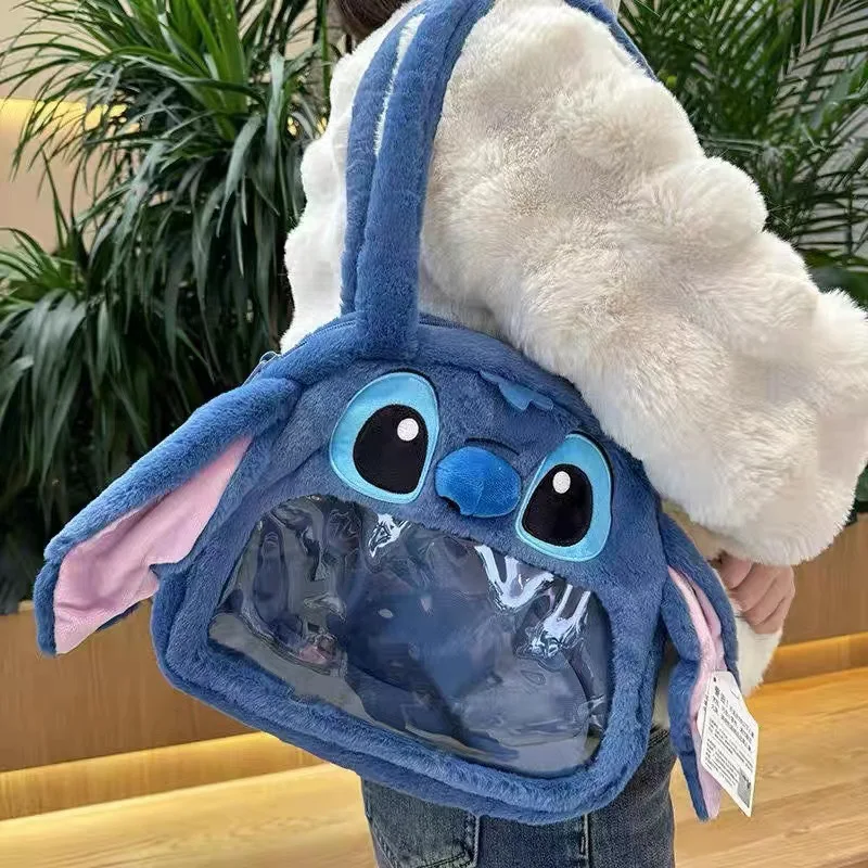 Disney Stitch Lotso Shoulder Bag Backpack Cute Anime Girl Plush Cartoon Kawaii Knapsack Student Bag Packet For Girl Gifts