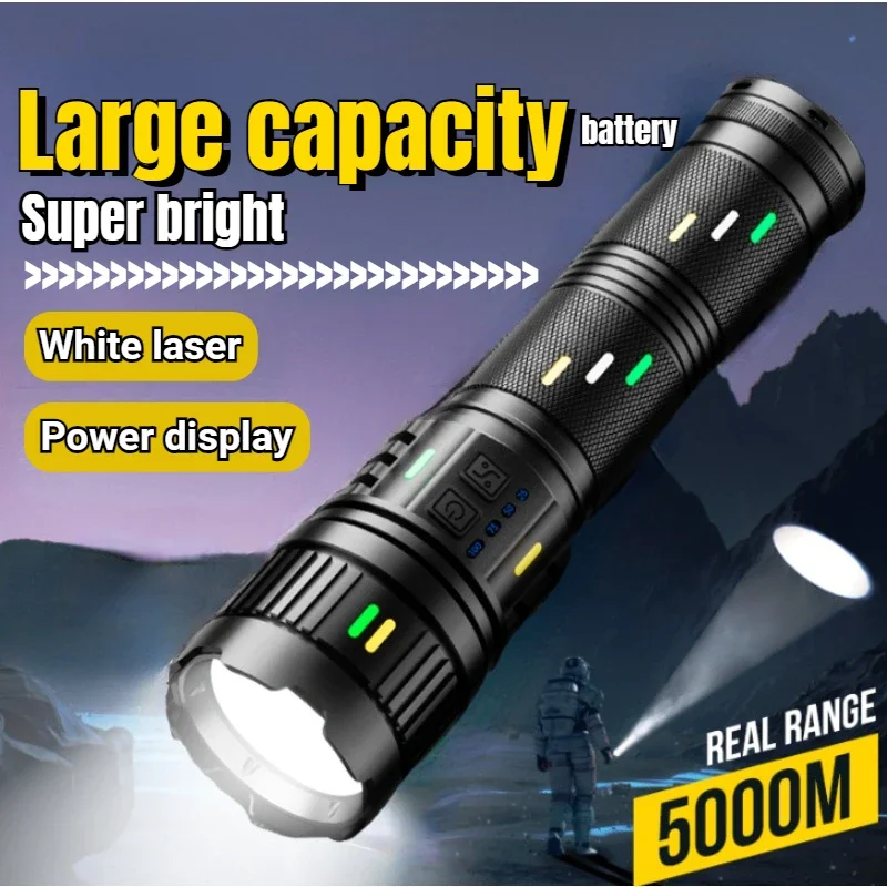 

Powerful 100W LED Flashlight Super Bright Spotlight Long Range Zoomable Tactical Torch Outdoor Camping Hunting Emergency Lantern