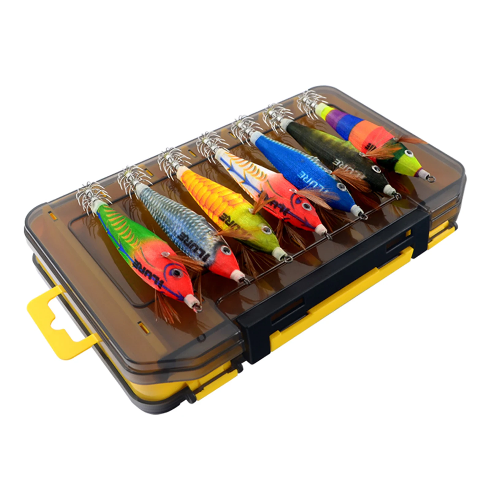 Señuelo de pesca colorido, cebo duro luminoso de imitación de camarones, señuelo de gambas con plantillas de calamar, anillos conectores, accesorios de aparejos de pesca