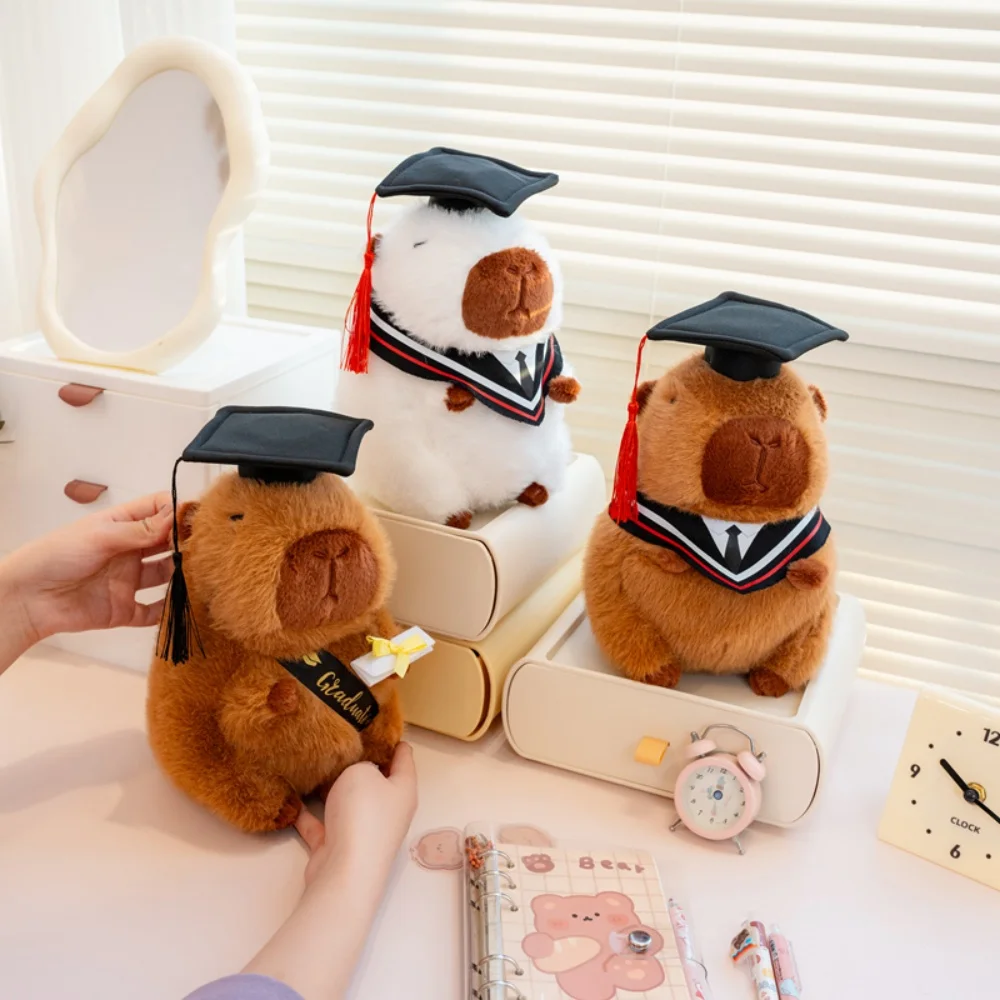 25cm Graduate Plush Dolls Doctor Capybara Owl Bear Plush Toy Soft Cartoon Stuffed Animal Toy Lovely Students Graduation Gift