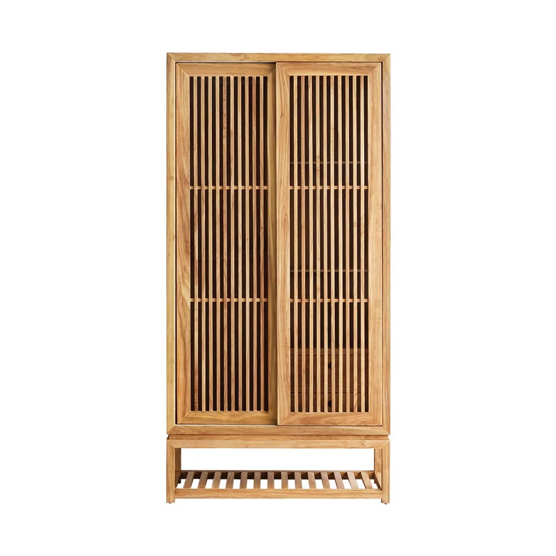 New Chinese style old elm wardrobe bedroom furniture tenon and mortise simple sliding door wardrobe