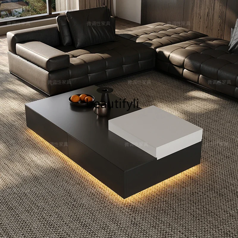 

Italian minimalist light luxury new Chinese creative designer custom multi-functional rectangular coffee table