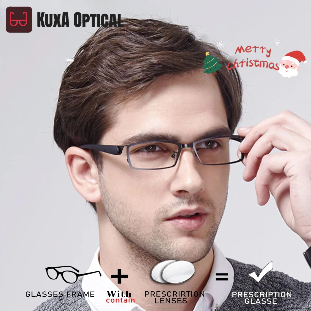 

KUXA Popular Men Optical Glasses Metal TR90 Frame Myopia Hyperopia Prescription Lenses Distance Vision Correct Reading Eyewear