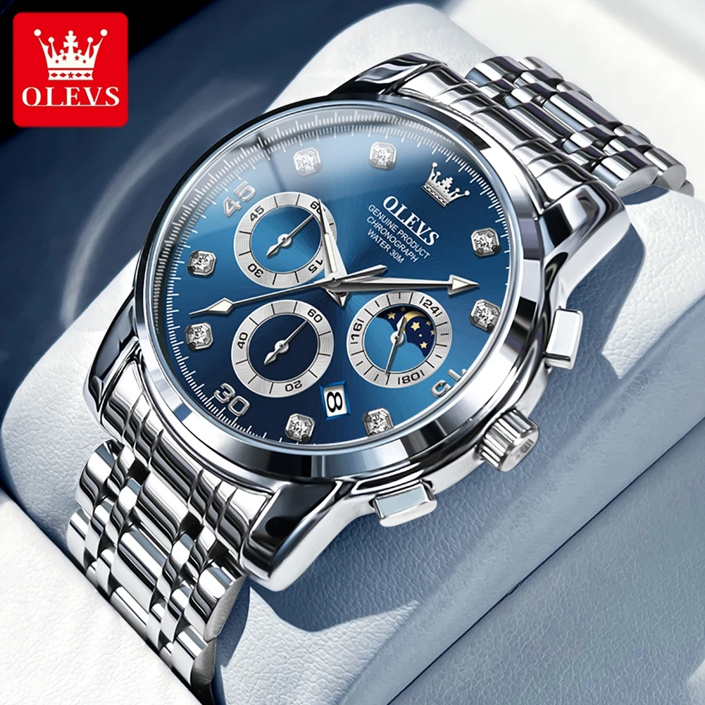 

Original OLEVS 2023 NEW Quartz Watch for Men Chronograph Luminous Waterpoof Stainless Steel Classic Business Male Wristwatch