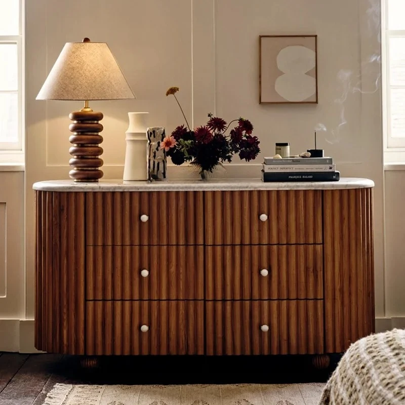 A15 خزانة ذات أدراج من الخشب الصلب متوسط الطراز القديم خزانة تخزين على الطراز الشمالي مصمم فني على الطراز الدنماركي كابينة جانبية #3