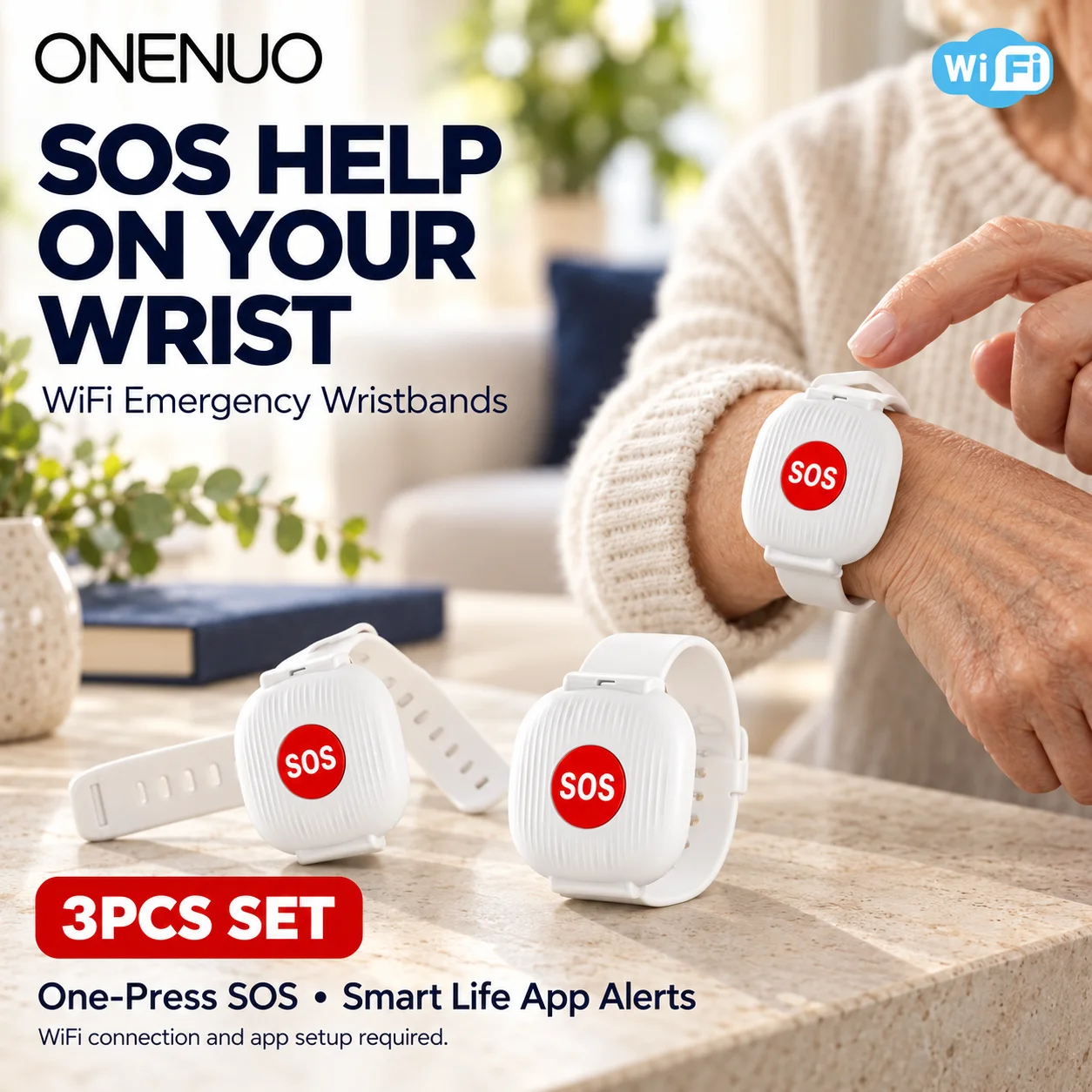 Tuya smart home WiFi SOS Button Bracelet for Elderly Wireless Emergency Panic Alarm Wristband Multi-Pack for Home Safety