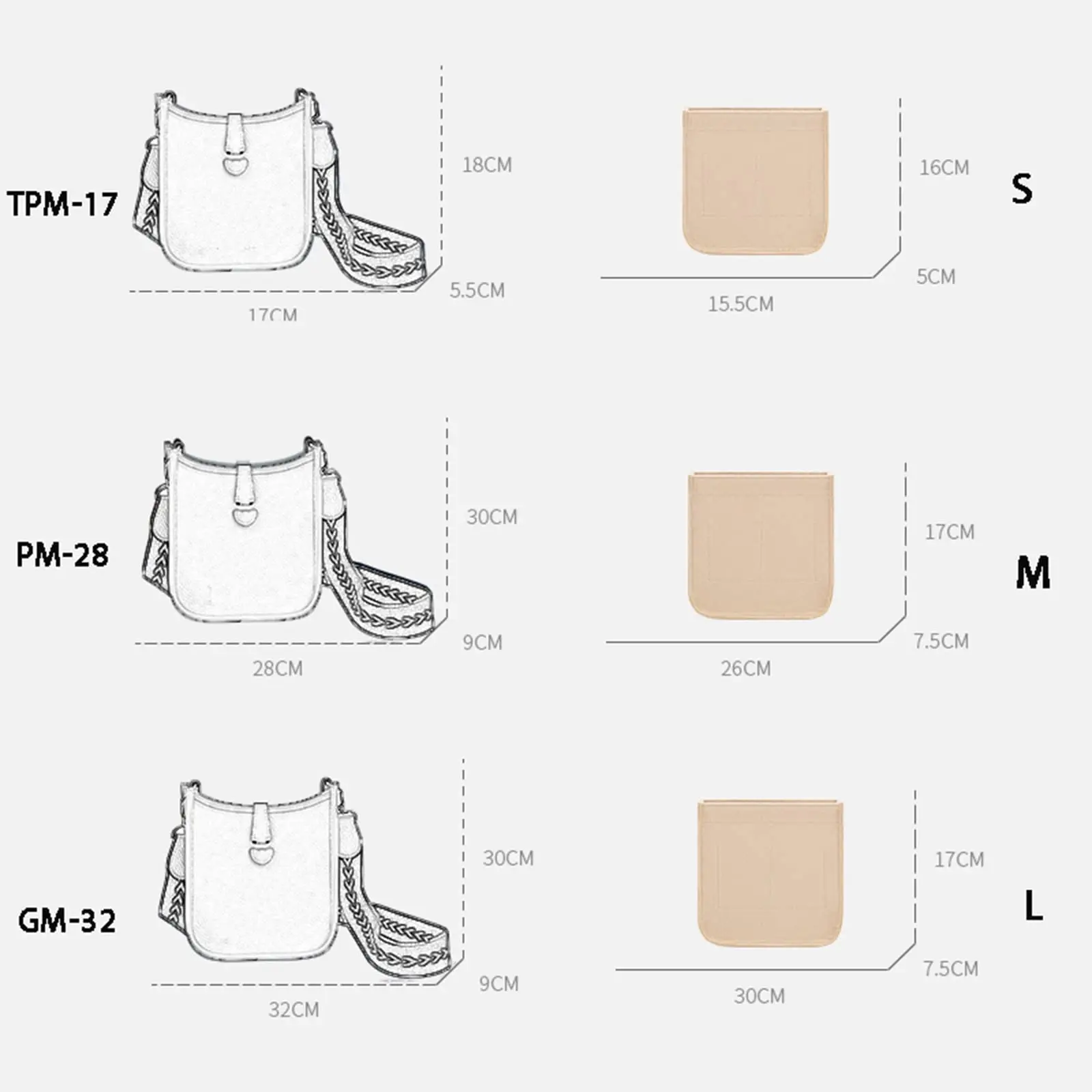 banbeln Evelyne TPM PM GM TGM Bag Organiser Organizer Insert for Backpack Tote Large Inner Bag In Bag D070