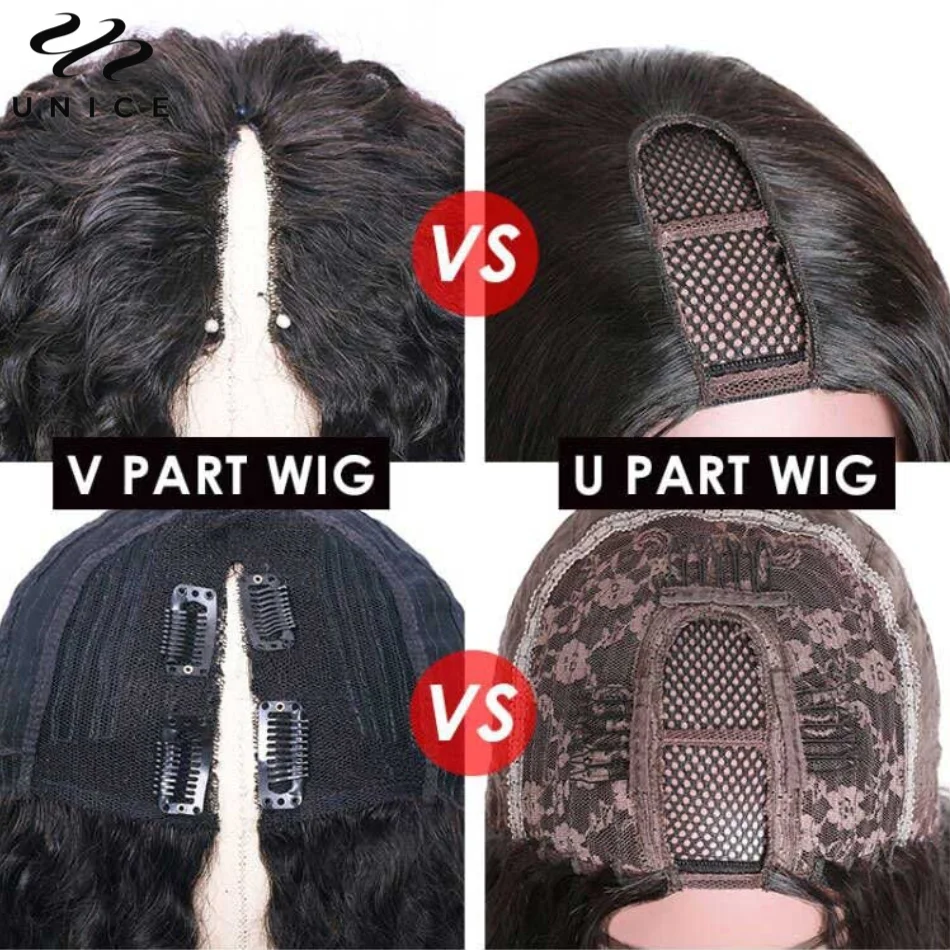 UNice Hair Kinky Straight V Part Wig & U Part Wig Natural Color Human Hair Glueless Wig Most Natural Thin Part Wig I Part Wig