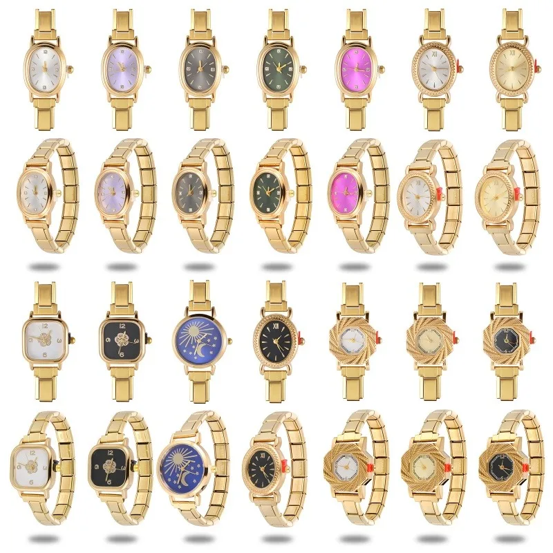 Wholesale Bracelet Watch Stainless Steel Strap Golden Round Square Oval Watch Fashion Dial Ladies Girl Gift Wristwatches Relojes view 2
