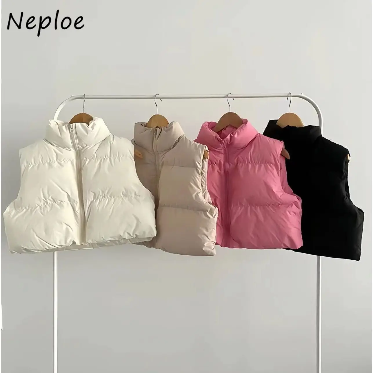 

Neploe Short Chic New Slim Mujer Chaqueta Warm Thicked All-match Women Clothing Minority Zip Sleeveless Solid Sweet Casual Tops