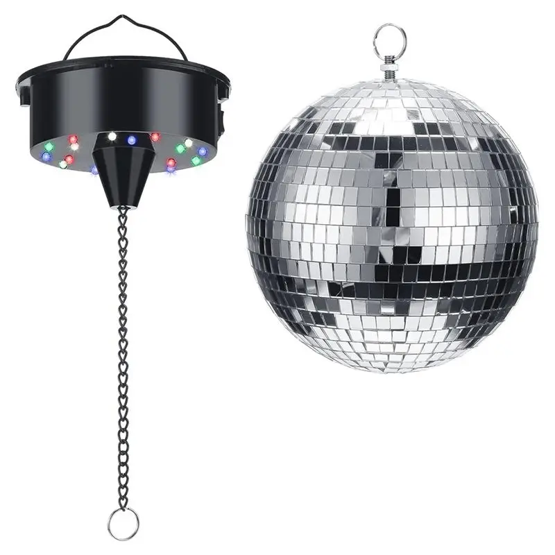 ABKW-Disco Ball Decor With Light And Disco Ball-Battery Powered Disco Ball Light, Christmas Party, DJ Club Party Supplies Easy T