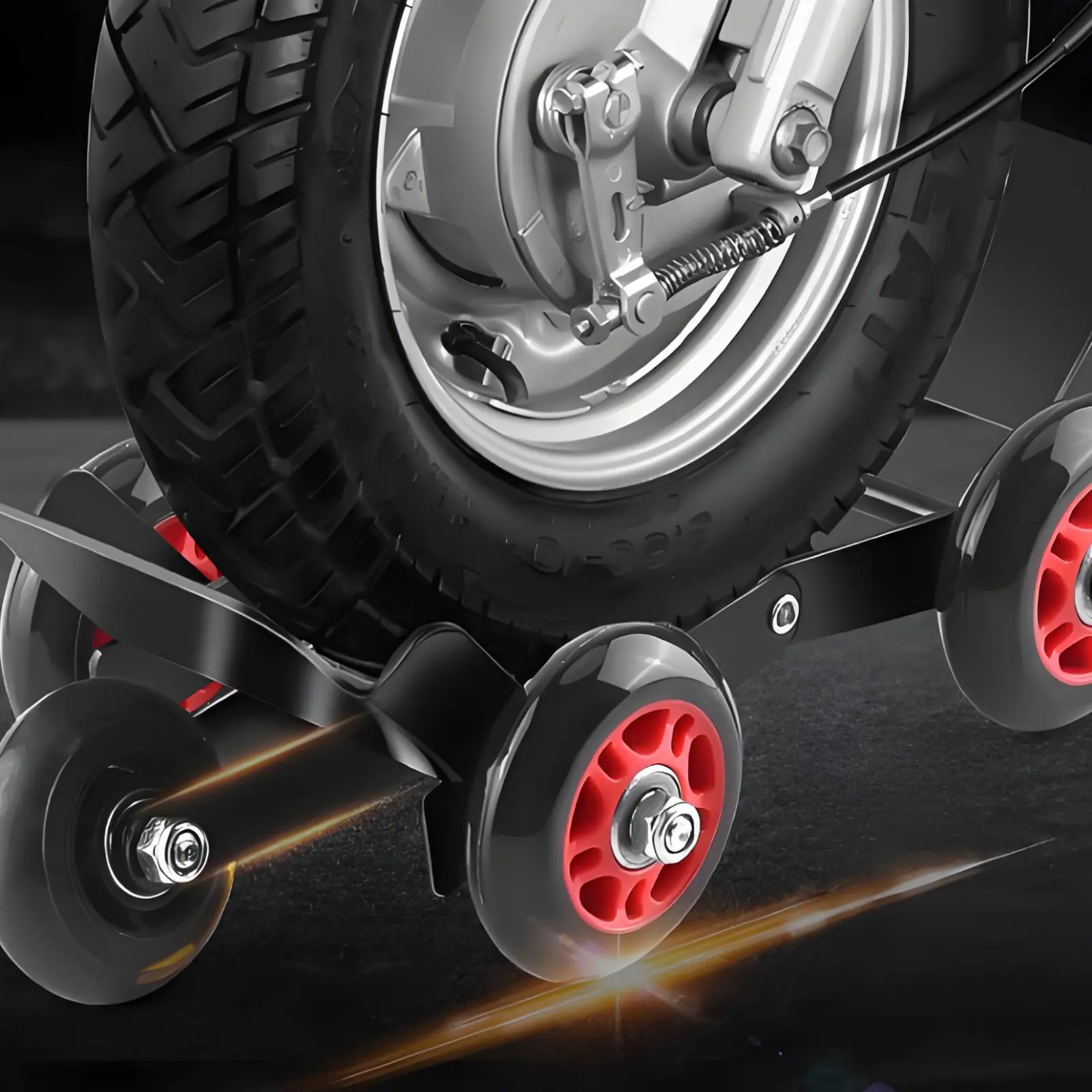 Flat Tire Push Aid Easy Rolling Motorcycle Mover Dolly Tire Mover Dolly Compact Design Vehicle Accessory 360 Degree Wheels
