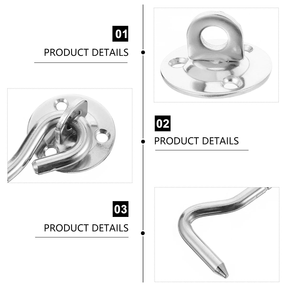 

2 Pcs Window Hook Stainless Steel Silver Old-fashioned for Lock Glass Clamp Door Windproof Window Hook Hardware