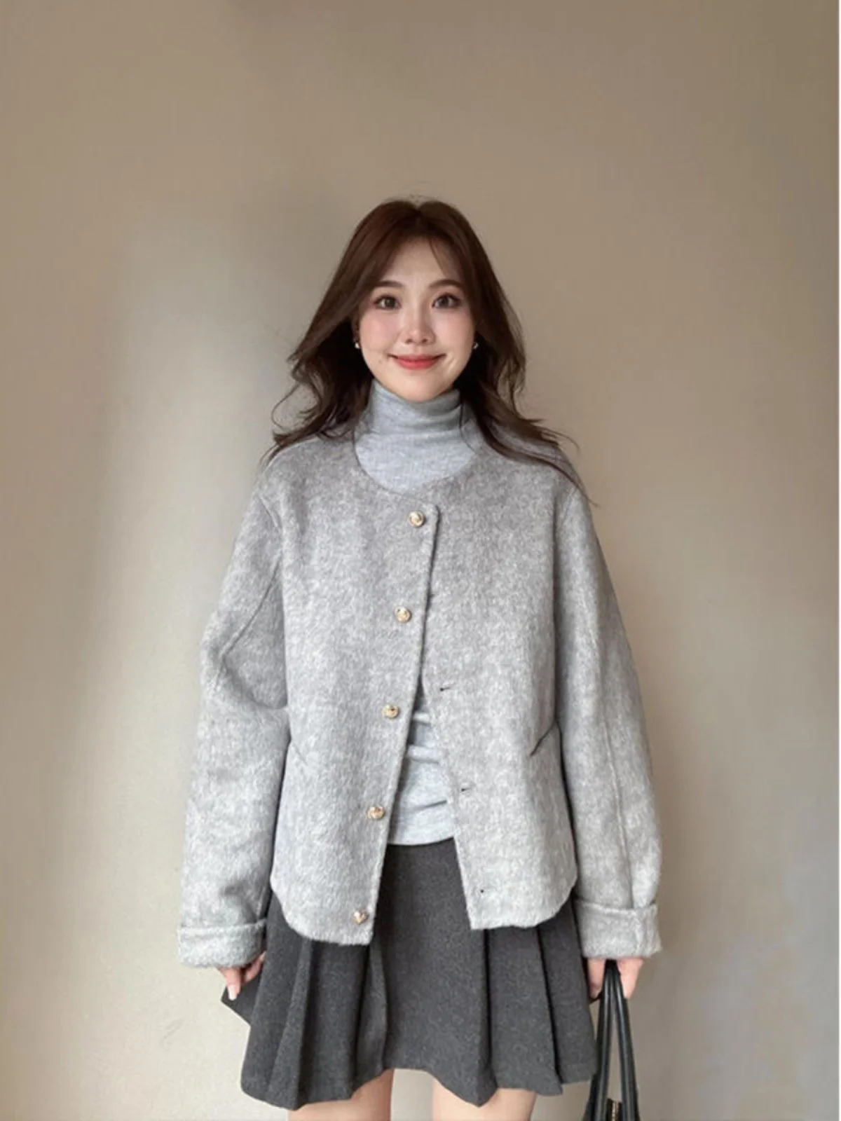 

Женское шерстяное пальто: модная новинка весны 2026, тонкое, утепленное, в корейском стиле, для повседневной носки, ветрозащитное, короткое, верхняя одежда