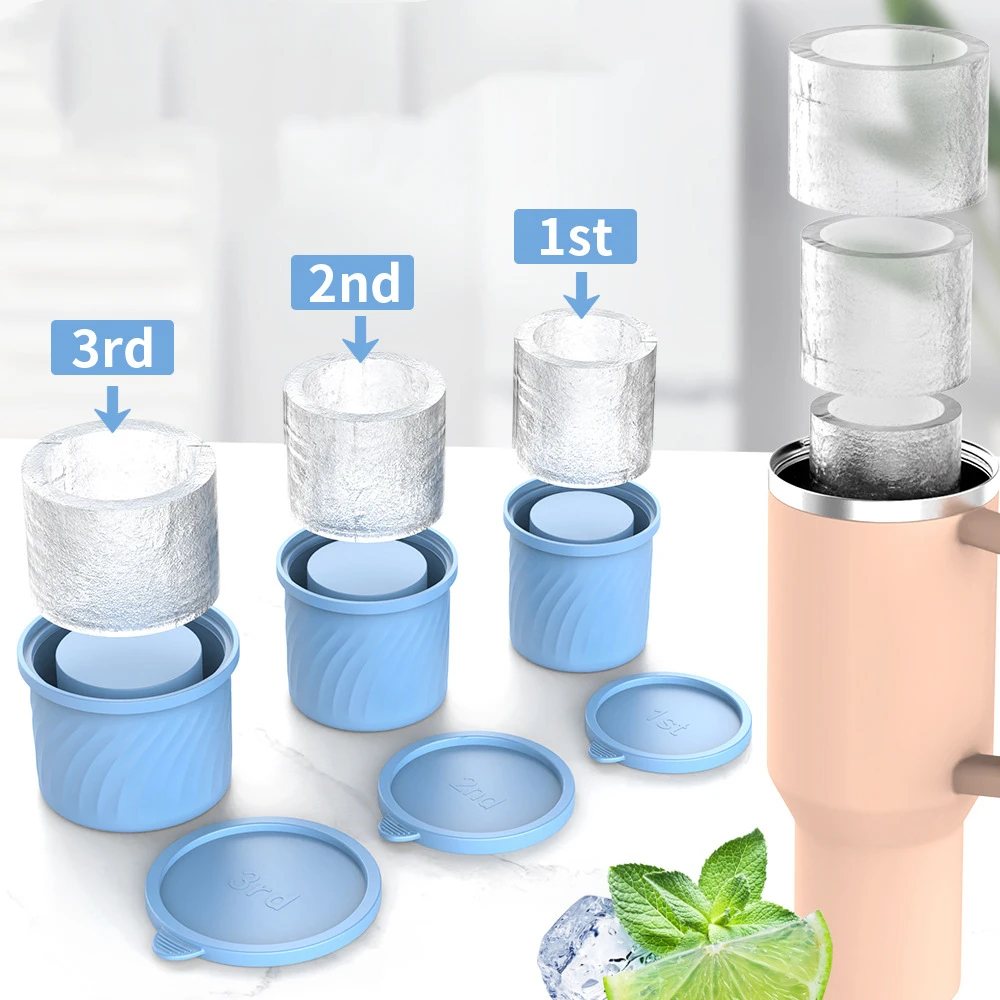 Silicone Ice Cube Mold Compatible with Stanley Tumbler Reusable Ice Tray Mold Large Ice Cubes Maker for Cold Drink Accessories