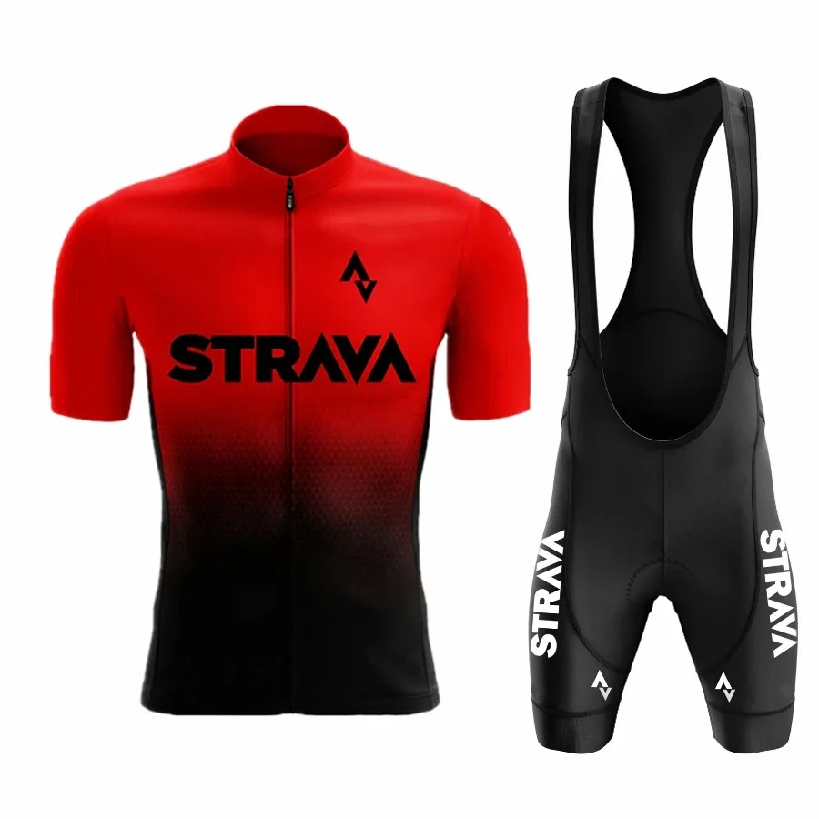 2024Strava Pro Bicycle Team Short Sleeve Maillot Ciclismo Men\'s Cycling Jersey Sets Summer Breathable Cycling Clothing Suit