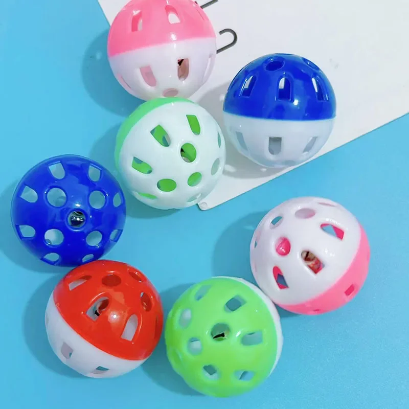 1/5/10Pcs Cat Toy Balls Pet Cat Kitten Play Plastic Balls with Jingle Bell Pounce Chase Rattle Toy Cat Toys Bulk Random Color